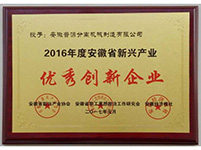 2016年度安徽省新兴产业“优秀创新企业”(Anhui emerging industry